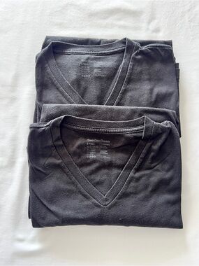 Lot 2 Fresh Clean Tees Shirt Large TALL Men's Black V Neck Short Sleeve Casual